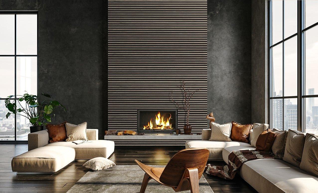 Acoustic Wood Panels 244x52 cm Harmony Max - Grey Oak - HomeHarmony.eu