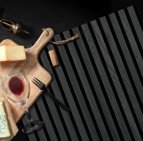 Acoustic Wood Panels 300x60 cm Harmony Premium - Black Oak - HomeHarmony.eu