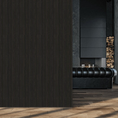 Acoustic Wood Panels 300x60 cm Harmony Premium - Black Oak - HomeHarmony.eu