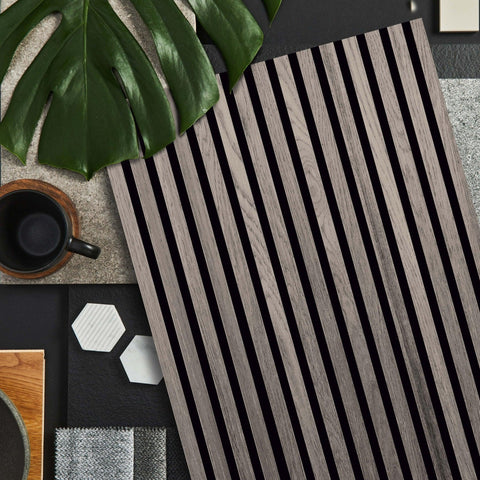 Acoustic Wood Panels 300x60 cm Harmony Premium - Grey Oak - HomeHarmony.eu